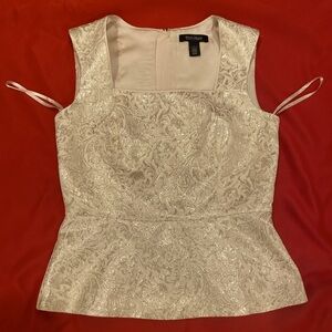 White House Black Market Women’s Top with gold metallic print